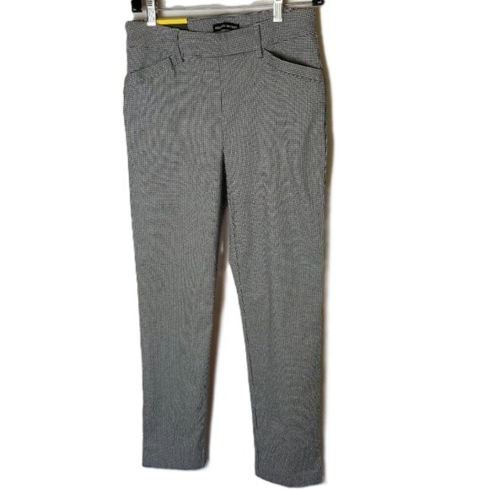 Hilary Radley Houndstooth Ankle Pants Black White Pull on Style Size S
